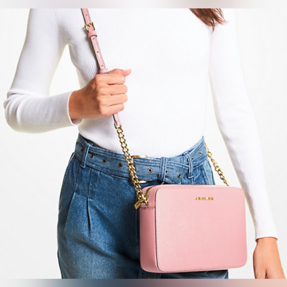 Michael Kors Outlet Jet Set Large Saffiano Leather Crossbody Bag NWT MSRP $378